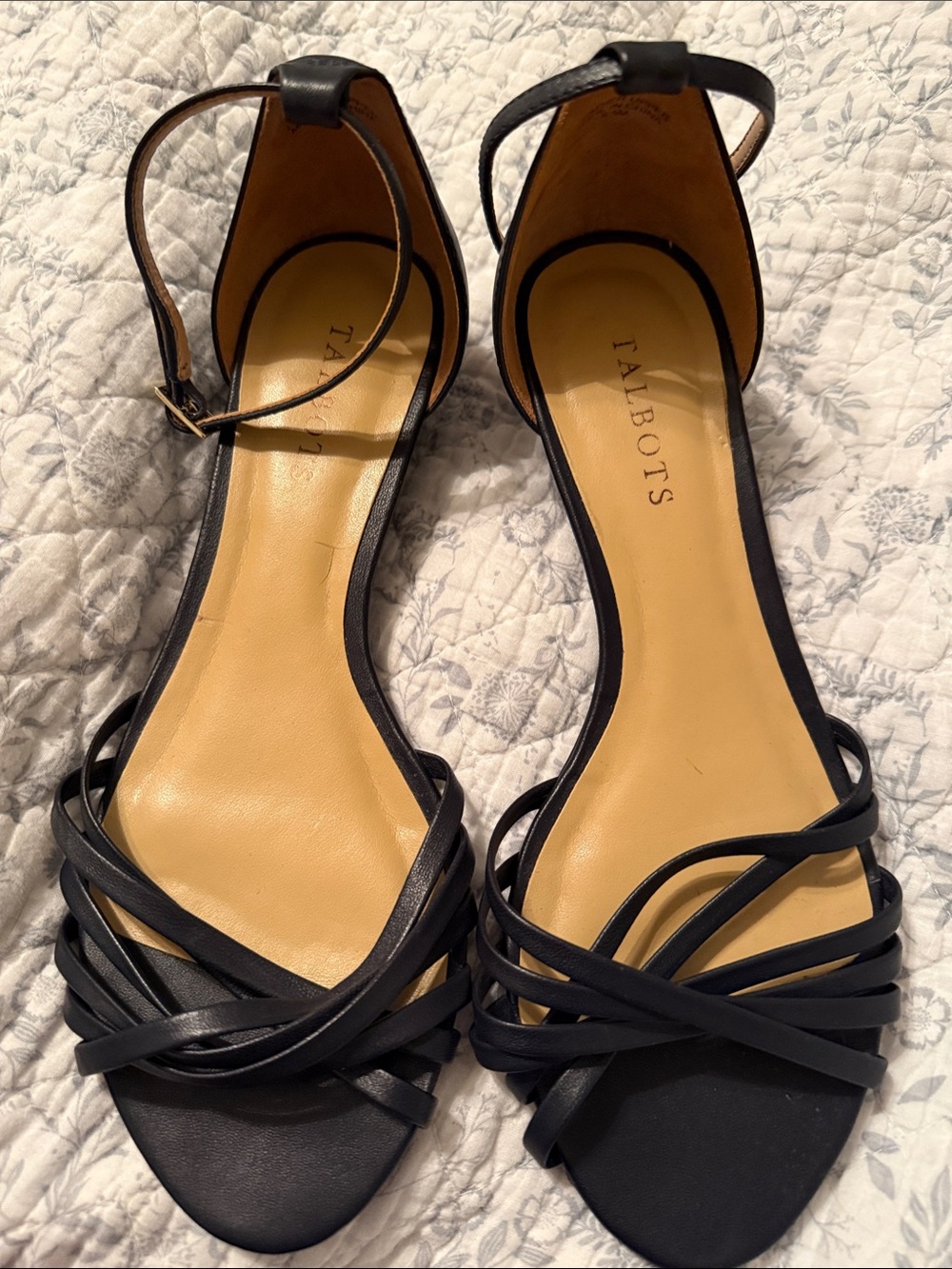 Talbots 8.5m Navy Strappy Ankle‑Buckle Sandals